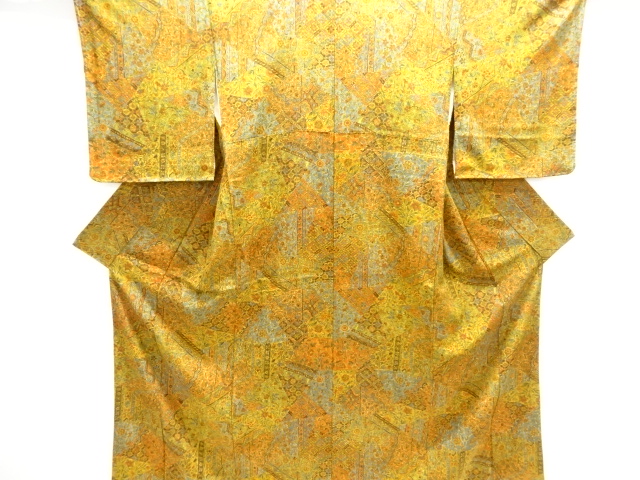 未使用品　切りばめ風　花更紗模様小紋着物